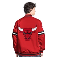 Men's Starter Red/Black Chicago Bulls Scout Full Snap Varsity Jacket