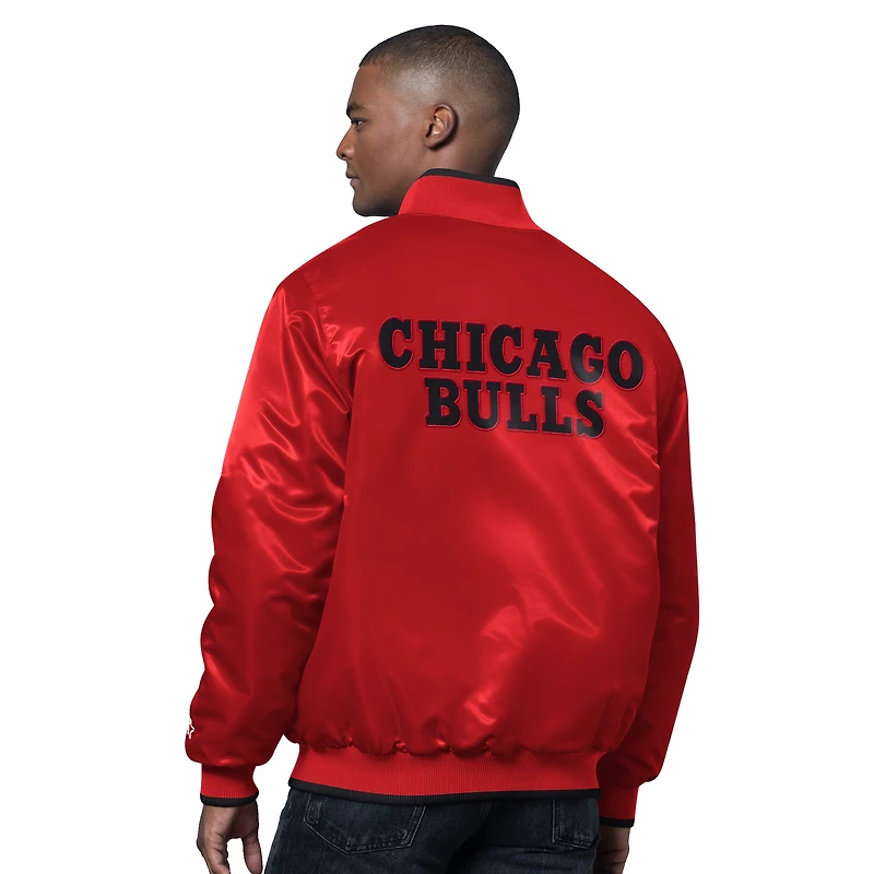 Veste universitaire en satin Ambassador pour homme, rouge/noir, des Chicago Bulls