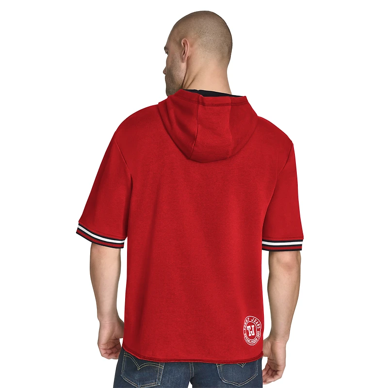 Men's Tommy Jeans Red Chicago Bulls Paul French Terry Short Sleeve Pullover Hoodie