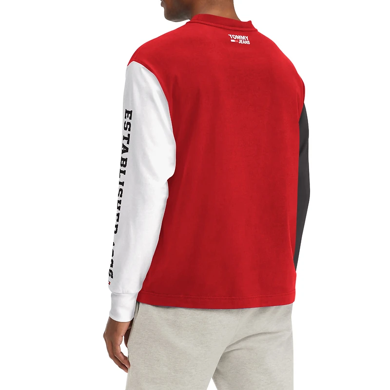 Men's Tommy Jeans Red Chicago Bulls Richie Color Block Long Sleeve T-Shirt