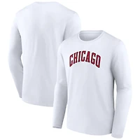 T-shirt à manches longues blanc pour homme avec logo alternatif des Chicago Bulls
