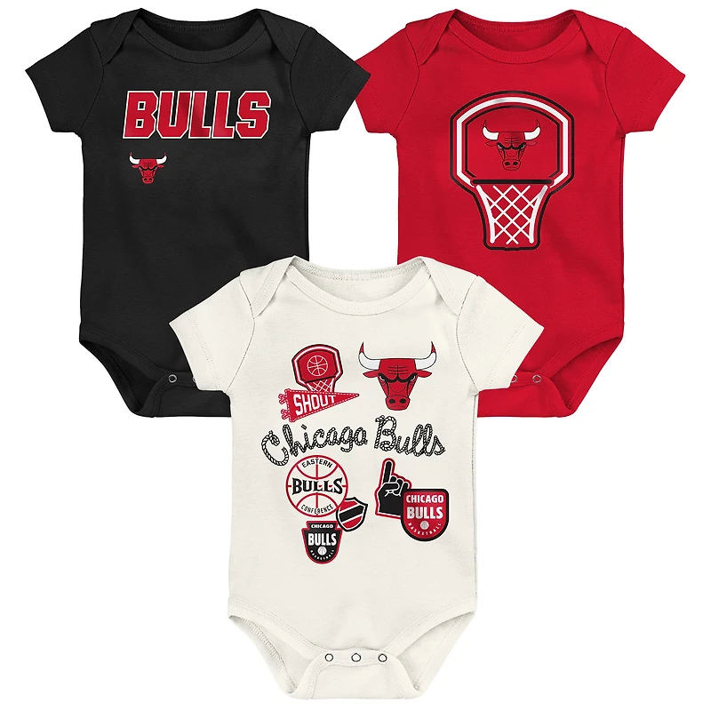 Ensemble de trois bodies pour nouveau-né Outerstuff Chicago Bulls Littlest Player