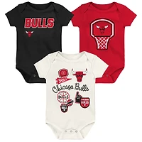 Ensemble de trois bodies pour nouveau-né Outerstuff Chicago Bulls Littlest Player