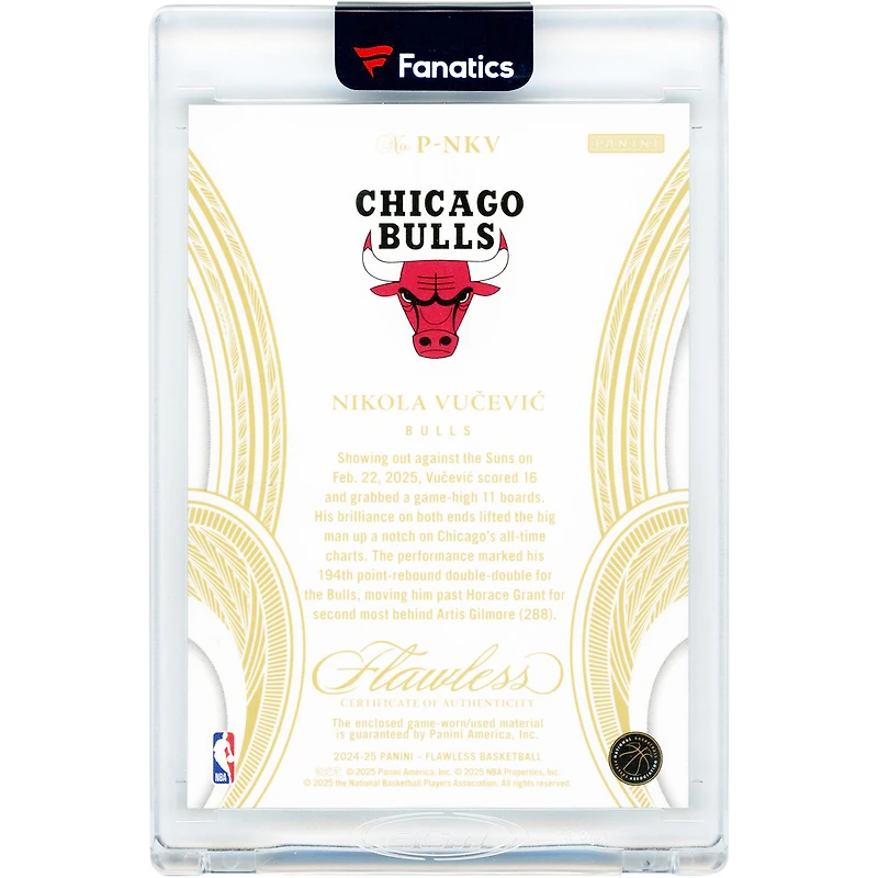 Carte Nikola Vučević Chicago Bulls 2024-25 Panini Flawless Emerald Relic #P-NKV #2/5