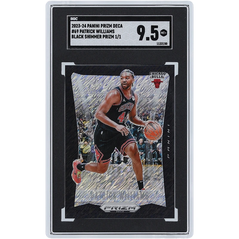 Carte Panini Prizm Deca Black Shimmer Prizm #69 #1/1 SGC 2023-24 des Chicago Bulls de Patrick Williams authentifiée 9,5