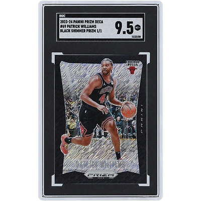 Carte Panini Prizm Deca Black Shimmer Prizm #69 #1/1 SGC 2023-24 des Chicago Bulls de Patrick Williams authentifiée 9,5