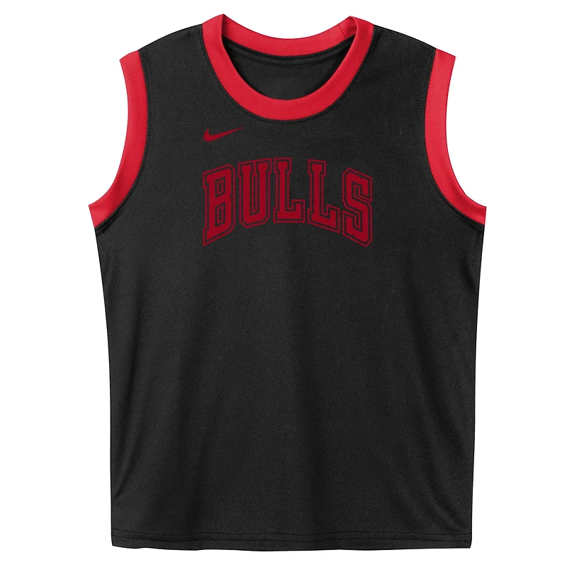 Ensemble débardeur et short en maille Chicago Bulls noir pour enfant d'âge préscolaire