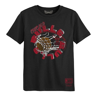 T-shirt noir Mitchell & Ness des Chicago Bulls pour enfants d'âge préscolaire