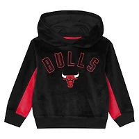 Sweat à capuche en velours noir des Chicago Bulls pour enfants d'âge préscolaire Outerstuff