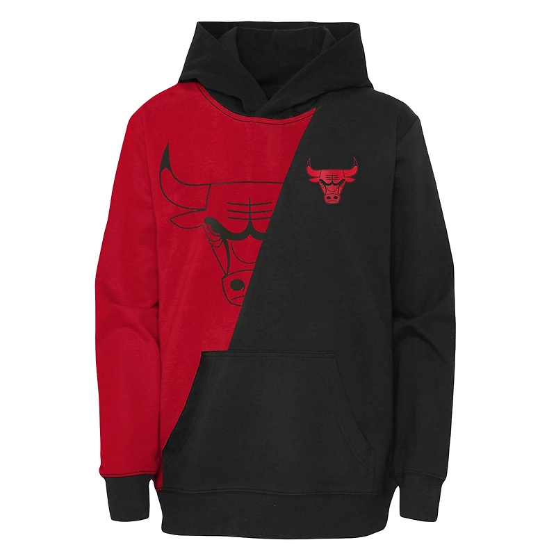 Sweat à capuche fendu inégalé des Chicago Bulls préscolaire rouge/noir