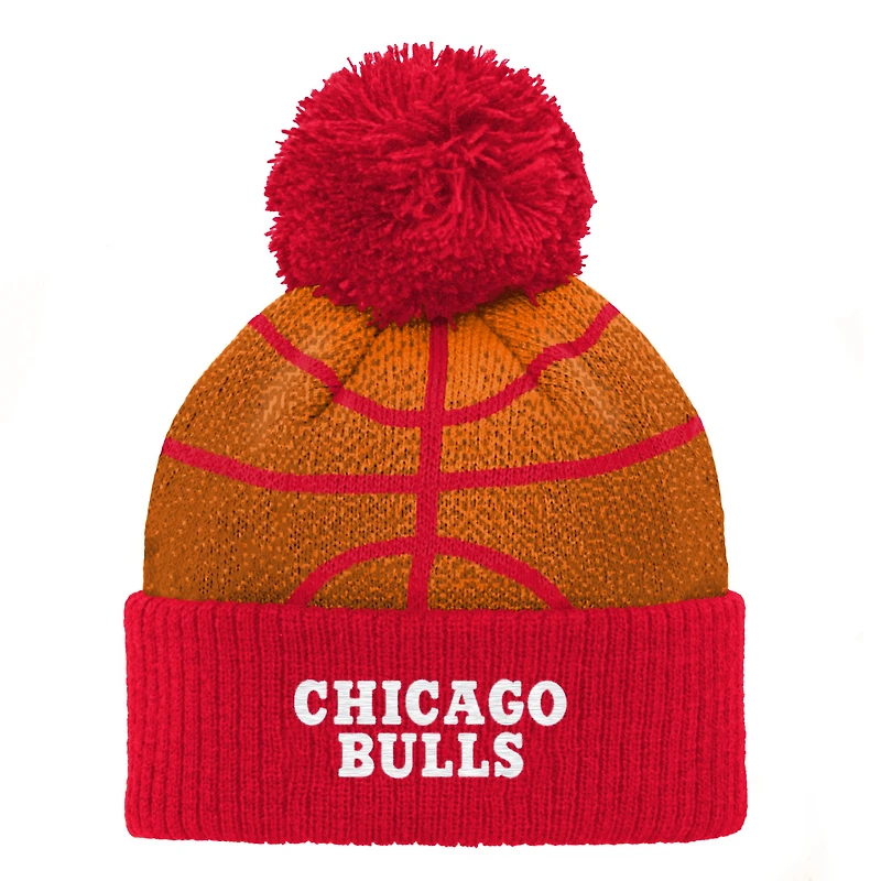 Preschool Red Chicago Bulls Basketball Head Cuffed Knit Hat with Pom