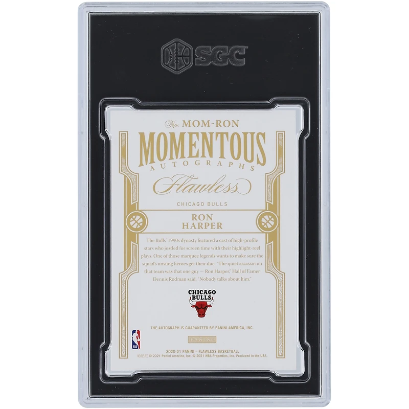 Carte Panini Flawless Amethyst #MOM-RON #2/3 SGC authentifiée 9/10 autographiée par Ron Harper des Chicago Bulls 2020-21