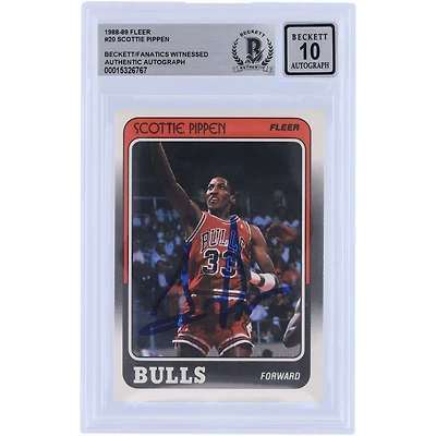 Scottie Pippen Chicago Bulls Carte de recrue autographiée 1988-89 Fleer #20 Beckett Fanatics Witnessed Authenticated 10 Rookie