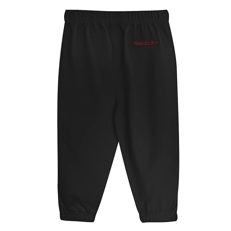 Toddler Mitchell & Ness Black/Red Chicago Bulls Big Face Oversized Pullover Hoodie Pants Set