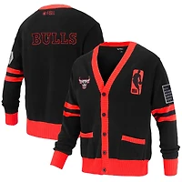 Pull cardigan unisexe FISLL noir Chicago Bulls Logoman Shadow Collection à boutons