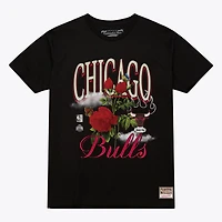 T-shirt unisexe Mitchell & Ness noir à motif floral Chicago Bulls