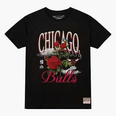 Unisex Mitchell & Ness Black Chicago Bulls Floral Graphic T-Shirt