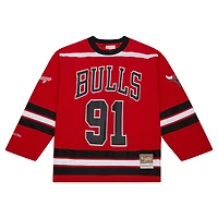 Maillot de hockey unisexe Mitchell & Ness Dennis Rodman Red Chicago Bulls Maxxed Out Fashion
