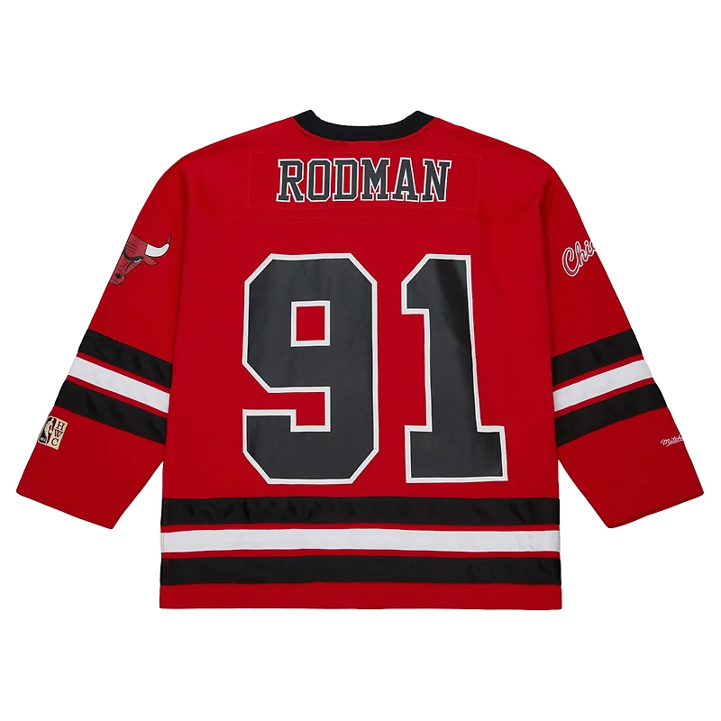 Maillot de hockey unisexe Mitchell & Ness Dennis Rodman Red Chicago Bulls Maxxed Out Fashion