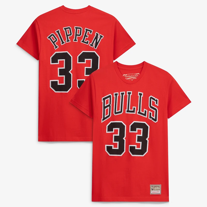 Unisex Mitchell & Ness Scottie Pippen Red Chicago Bulls Hardwood Classics Name Number T-Shirt