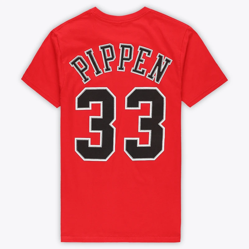 T-shirt unisexe Mitchell & Ness Scottie Pippen rouge Chicago Bulls Hardwood Classics avec nom et numéro
