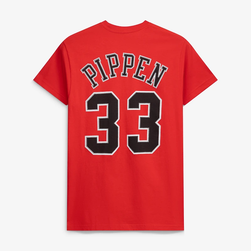 Unisex Mitchell & Ness Scottie Pippen Red Chicago Bulls Hardwood Classics Name Number T-Shirt