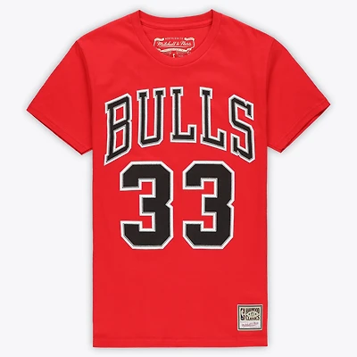 Unisex Mitchell & Ness Scottie Pippen Red Chicago Bulls Hardwood Classics Name Number T-Shirt