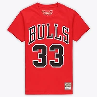 Unisex Mitchell & Ness Scottie Pippen Red Chicago Bulls Hardwood Classics Name Number T-Shirt