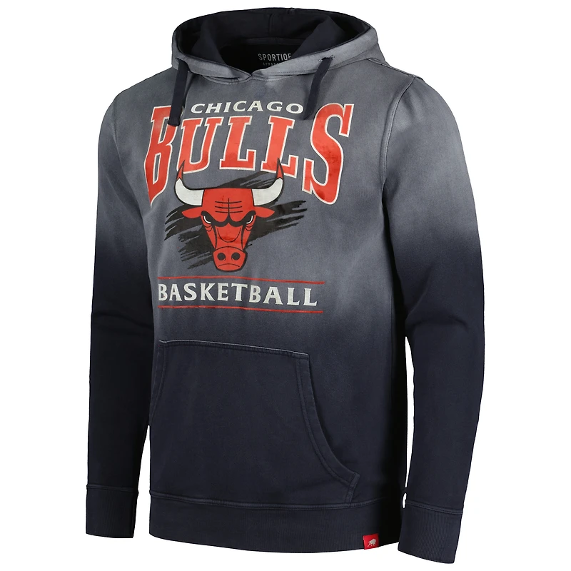 Unisex Sportiqe Black Chicago Bulls Blake Sun-Fade Pullover Hoodie