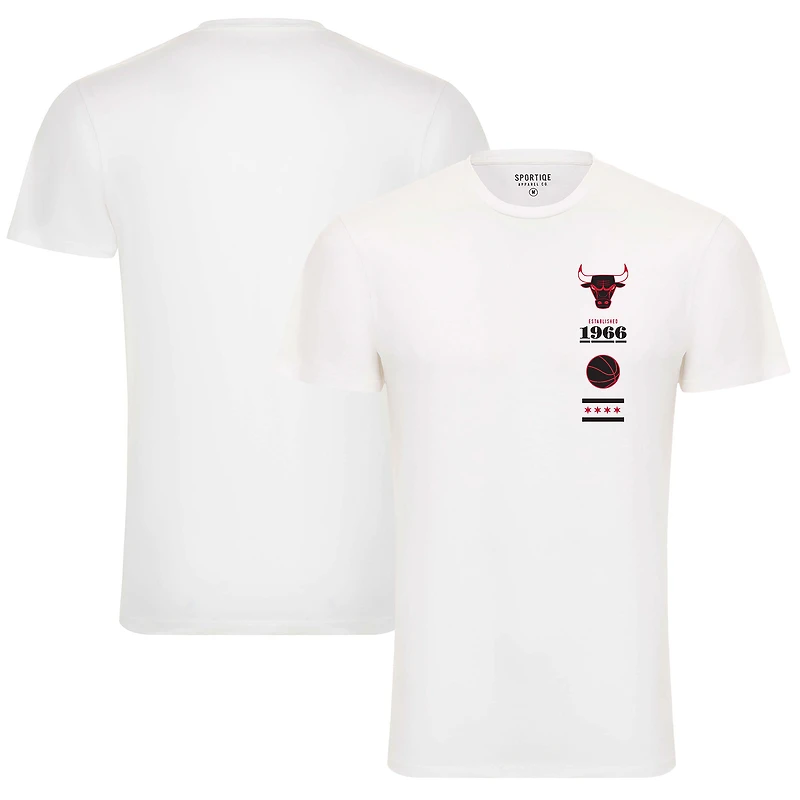 T-shirt unisexe Sportiqe blanc Chicago Bulls Collection 1966 City Flag Bingham