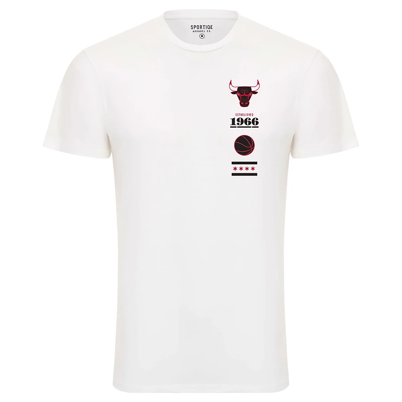 Unisex Sportiqe White Chicago Bulls 1966 Collection City Flag Bingham T-Shirt