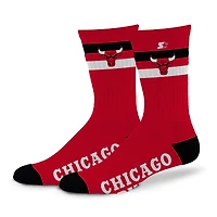 Chaussettes d'équipage unisexes Starter Chicago Bulls Team Color Two-Stripe