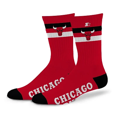 Chaussettes d'équipage unisexes Starter Chicago Bulls Team Color Two-Stripe