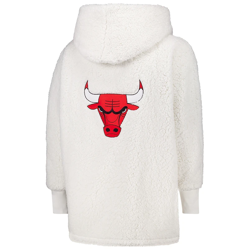 Sweat à capuche ouvert surdimensionné imprimé crème Chicago Bulls par Jill Martin, le meilleur transat au monde