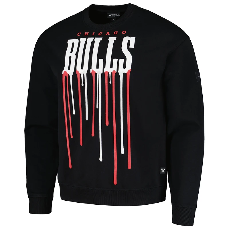 Unisex The Wild Collective Black Chicago Bulls Drip Pullover Sweatshirt