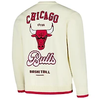 Unisex The Wild Collective  Cream Chicago Bulls Jacquard Knit Pullover Sweater