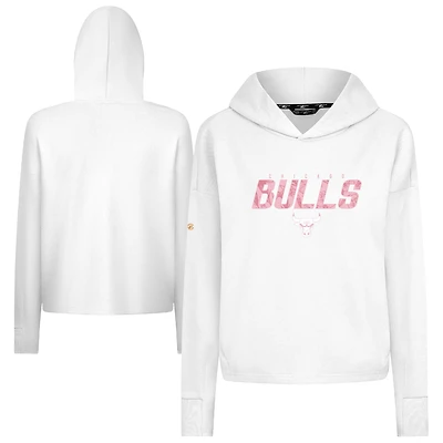 Women's Levelwear  White Chicago Bulls Mother's Day Sweet Floral Cropped Tri-Blend Pullover Hoodie