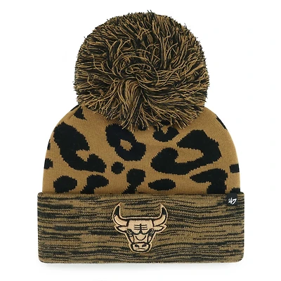 Women's '47 Leopard Chicago Bulls Rosette Cuffed Knit Hat with Pom