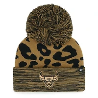 Women's '47 Leopard Chicago Bulls Rosette Cuffed Knit Hat with Pom