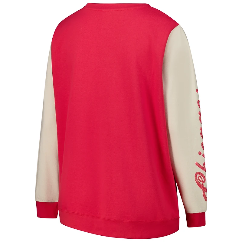 Women's '47 Red Chicago Bulls Plus Oversized Rise Andie Pullover Sweatshirt