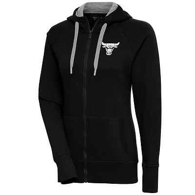 Sweat à capuche zippé intégral Chicago Bulls noir brossé métallisé pour femme