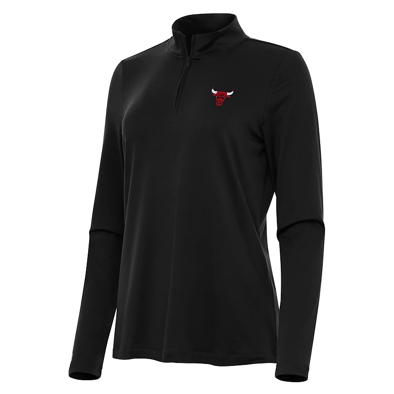 Haut à fermeture éclair quart de tour Reprocess des Chicago Bulls d'Antigua pour femme, noir