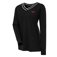 Women's Antigua Black Chicago Bulls Symbolic Long Sleeve V-Neck Top