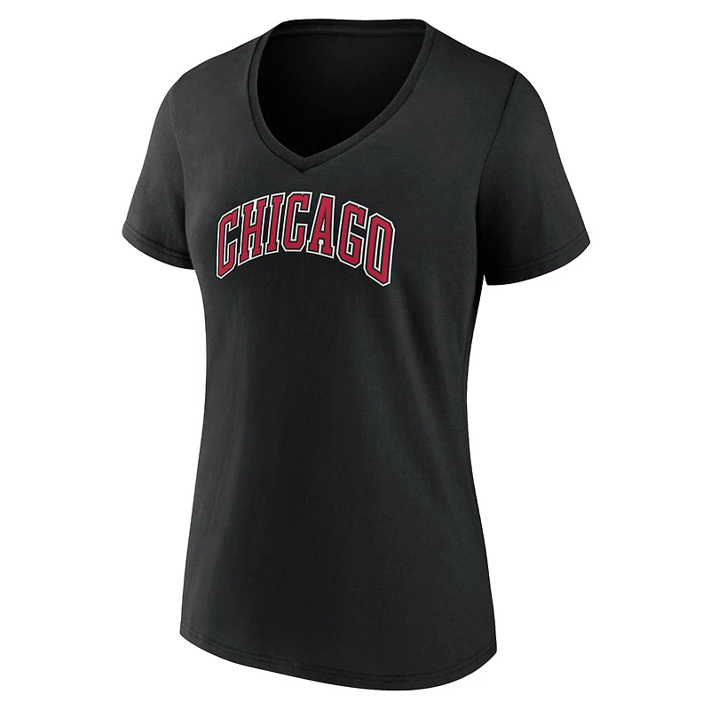 Women's White Chicago Bulls Alternate Logo V-Neck T-Shirt