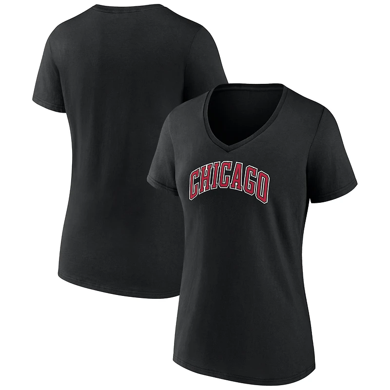 Women's White Chicago Bulls Alternate Logo V-Neck T-Shirt