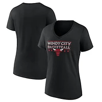 Women's  Black Chicago Bulls Core Hometown Launch V-Neck T-Shirt