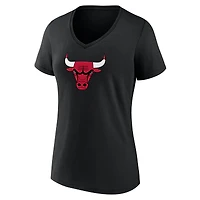 Women's  White Chicago Bulls Primary Logo V-Neck T-Shirt