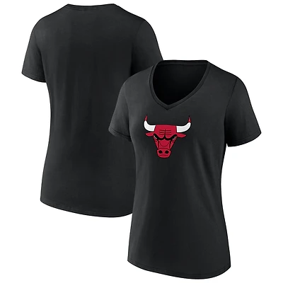 Women's White Chicago Bulls Primary Logo V-Neck T-Shirt