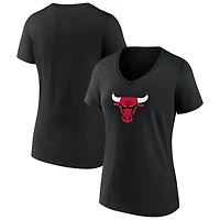 Women's  White Chicago Bulls Primary Logo V-Neck T-Shirt