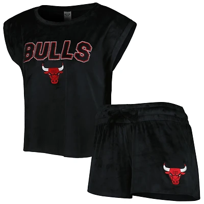 Ensemble de nuit Concepts Sport noir pour femme avec haut et short Intermission Chicago Bulls
